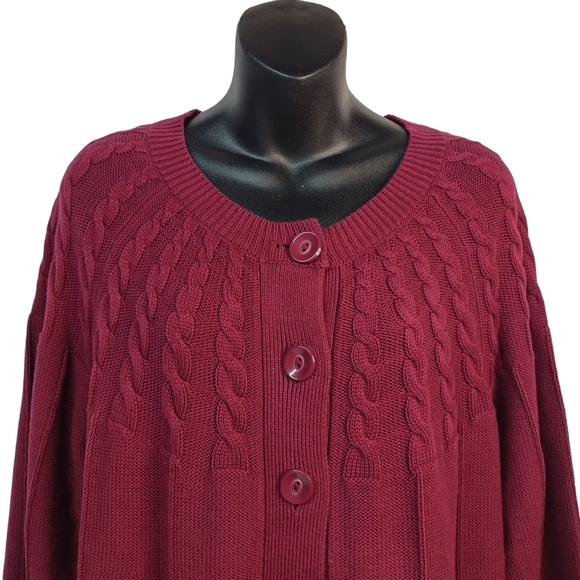 Christopher & Banks Women's Burgundy 3/4 Sleeve Sweater Size XL - Picture 3 of 9